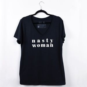 Nasty Woman Black V-neck Tee Size XL